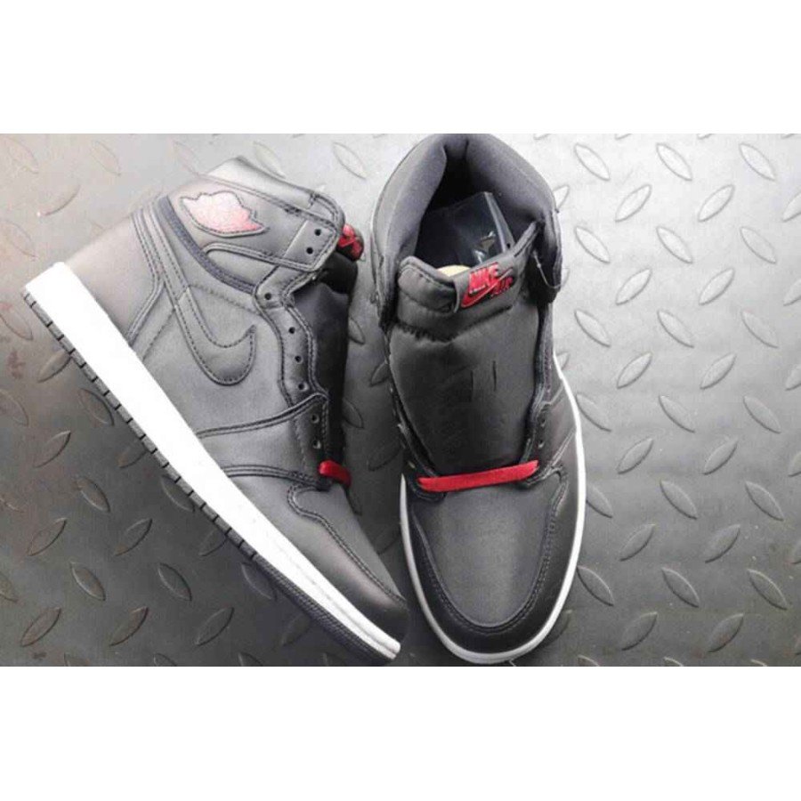 Jordan 1 Retro High Black Satin Gym Red