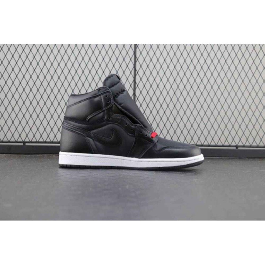 Jordan 1 Retro High Black Satin Gym Red