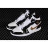 Jordan 1 Mid Patent Black White Gold