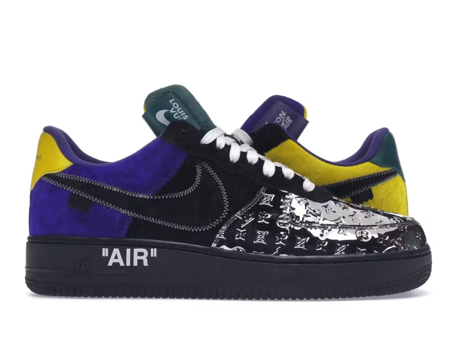 Louis Vuitton Nike Air Force 1 Low By Virgil Abloh Black Metallic Silver