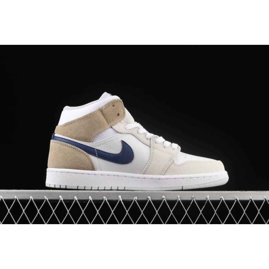 Air Jordan 1 Mid 'White Khaki Blue Void'